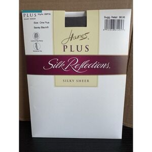HANES Silk Reflections Plus Silky Sheer Control Top Barely Black Pantyhose 00P16